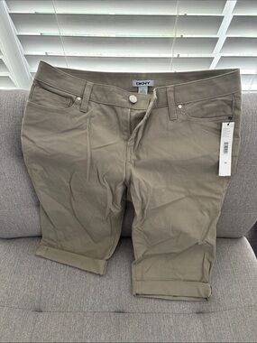 DKNY Olive Green Rolled Hem Capri Pants